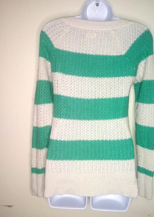 SO green and white striped knit sweater - Picture 5 of 14